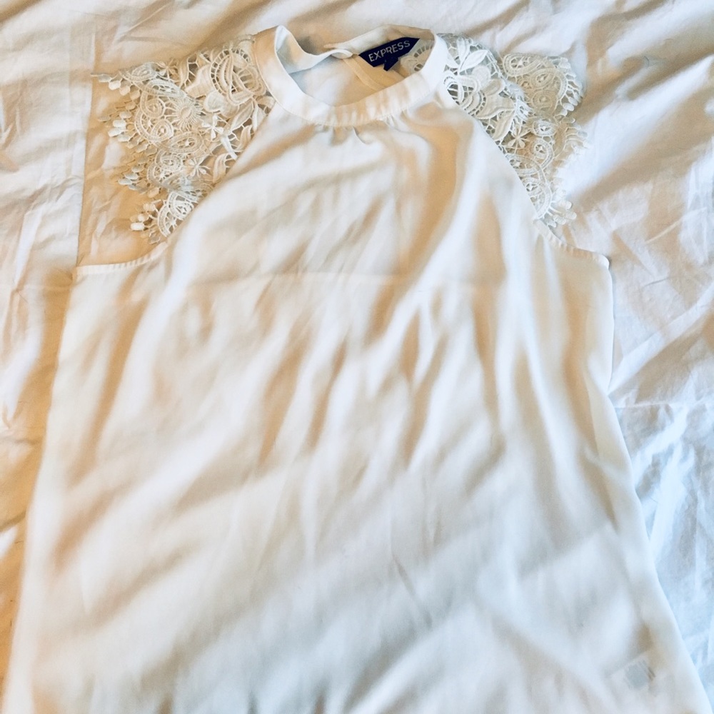 Express White Sleeveless Blouse with Lace